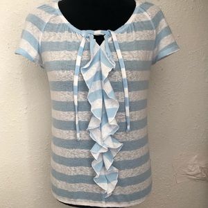 Light blue ruffled top